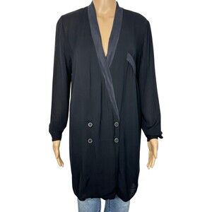 Zara Women Sheer Black Long Cardigan Blazer Size Medium